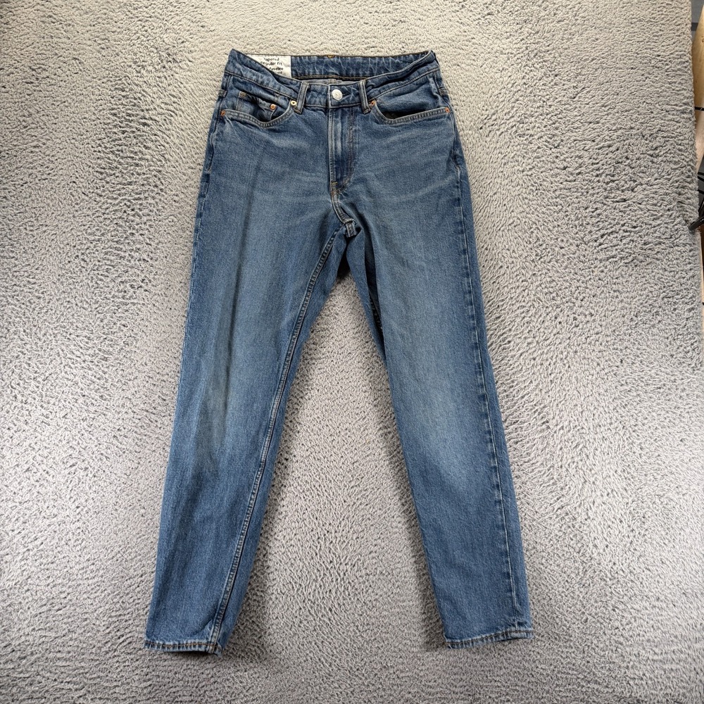 H&M Jeans Mens 29x30 Blue Cotton Denim Tapered Travel Faded Workwear Stretch
